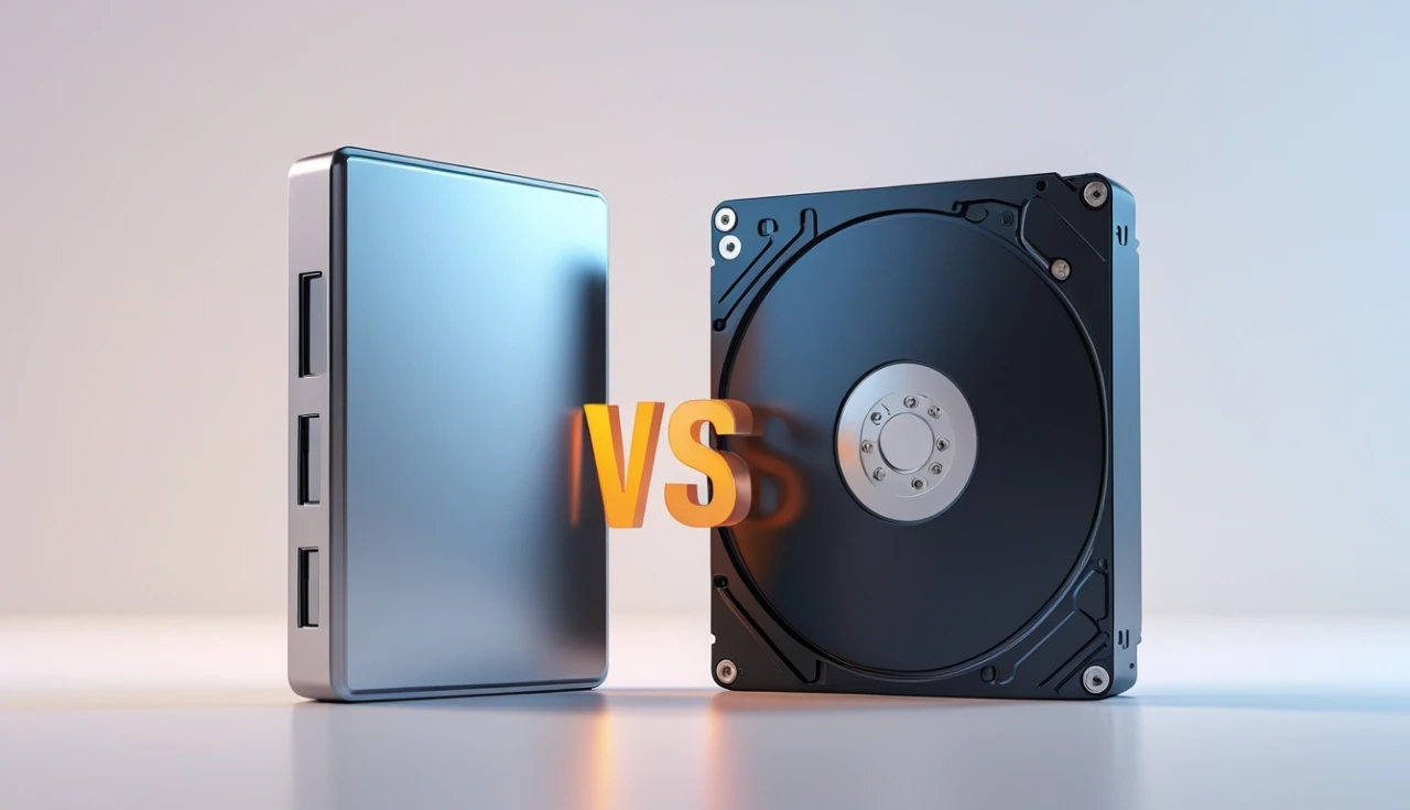 Comparação visual e Diferenças entre SSD e HD de design e tecnologia