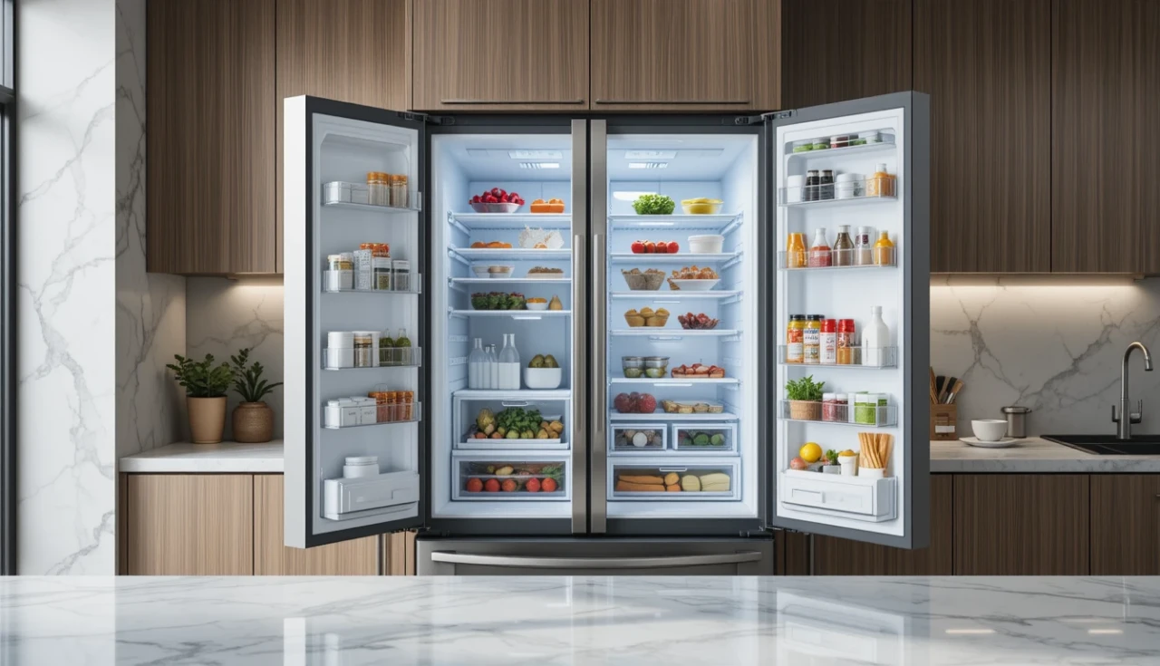 Geladeira frost free moderna em cozinha contemporânea - melhor modelo 2025