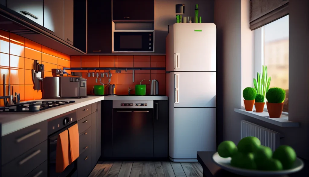 Interior de geladeira frost free bem organizada com verduras nas gavetas e alimentos dispostos corretamente